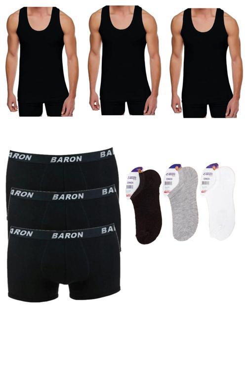 Ekonomik 9'Lu Atlet Boxer Çorap Çamaşır Seti