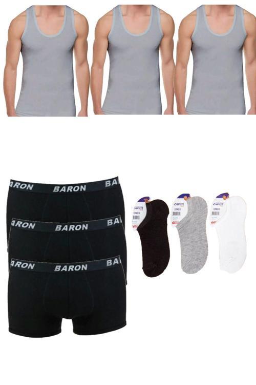 Ekonomik 9'Lu Atlet Boxer Çorap Çamaşır Seti