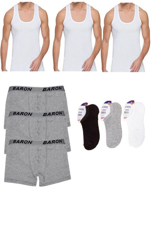 Ekonomik 9'Lu Atlet Boxer Çorap Çamaşır Seti