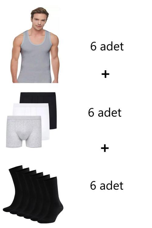 18'Li Çamaşır Seti Atlet Boxer Çorap