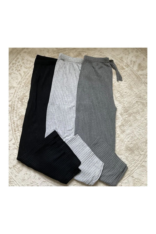 3'Lü Paket Kadın Kışlık Kalın Fitilli Kaşkorse Pijama Altı Eşofman Altı Cepsiz Gfs