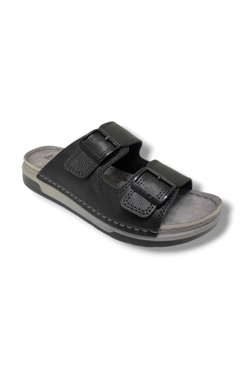M253-0202-25 Deri Anatomik Soft Çift Bant Erkek Terlik