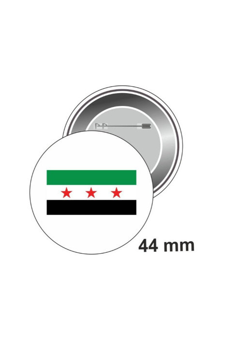 Suriye Yeni Suriye Bayrağı Yuvarlak Rozeti 44 mm A300024