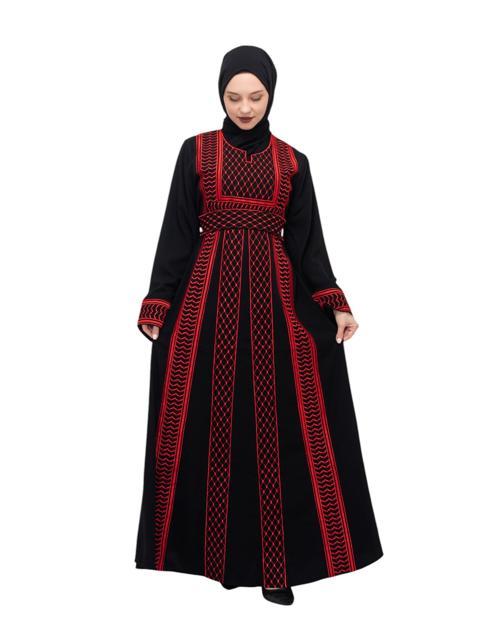 Filistin Geleneksel Kefiye Tek Taraflı Nakışlı Kadın Elbise C100042
