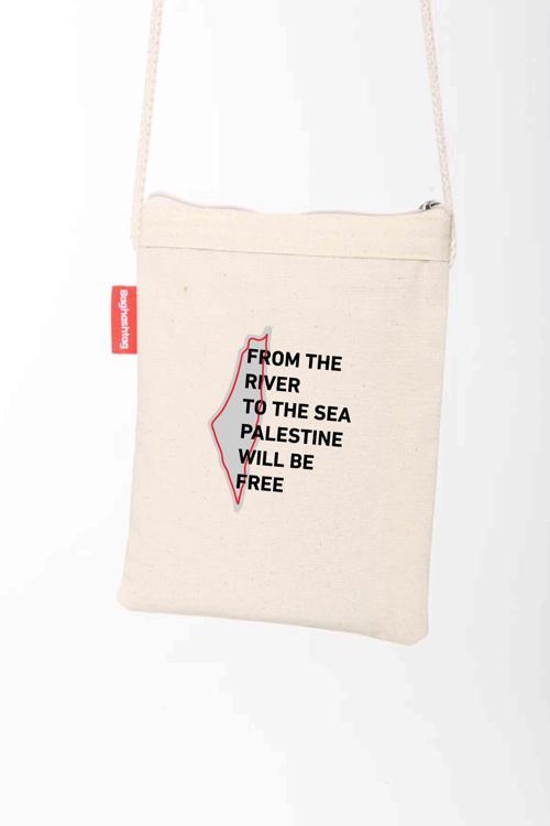 Geleneksel Filistin "FROM THE RIVER TO THE SEA PALESTINE WILL BE FREE" Dijital Baskılı Askılı Kanvas B330010