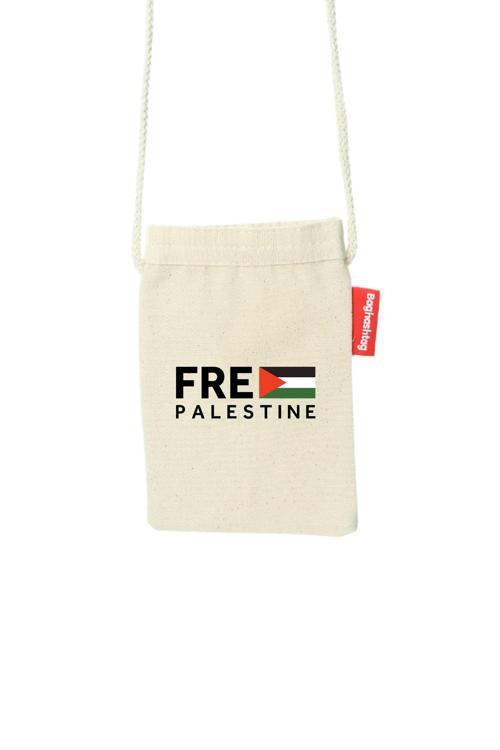Geleneksel Filistin "free Palestıne" Ve Bayraklı Dijital Baskılı Askılı Kanvas Bez Fermuarlı Telefon B340011