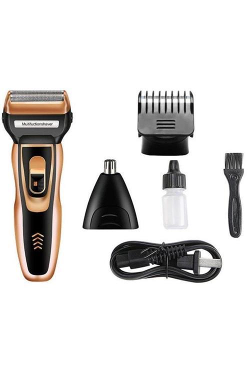 Şarjlı Wp-7400 3'Lü Set Saç Sakal Kesme Traş Burun Kılı Alma 3 In 1 Tıraş Makinesi 3 Bir Arada
