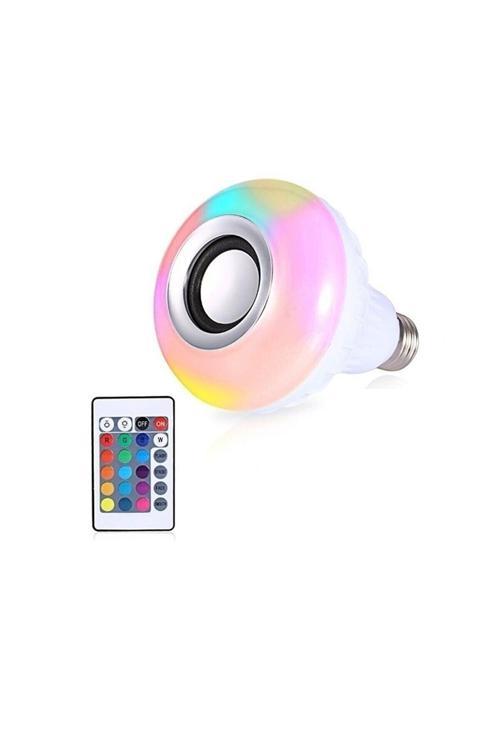 Gece Lambası E27 Duy Bluetooth Hoparlör Rgb Ledli Lamba Kumandalı Mp3 Çalar Ampul Renkli Ampul