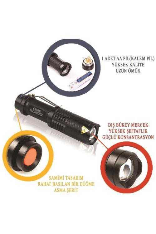 Pilli Led El Feneri Cep Boy Kamp Feneri 2000 Lumen Su Geçirmez Fener Lamba Ledli Işık Işıldak Bekçi