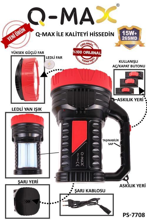 Yüksek Güçlü Far Yan Led Işıklı Acil Durum,Kamp Kullanışlı El Feneri