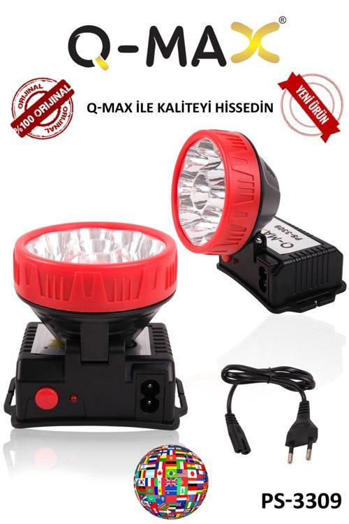 Ps-3309 9 Led Çift Kademeli Şarj Edilebilir Enerji Tasarruflu Siyah Kafa Lambası Kafa Feneri Işığı