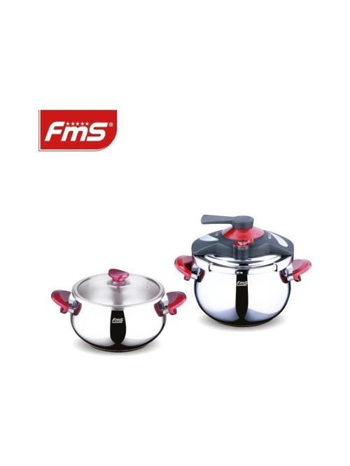 Venüs İkiz 5 + 7 Litre Güveç Düdüklü Tencere Seti + Cam Kapak Kırmızı 3029