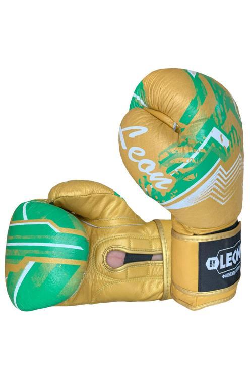 Leon Sword Deri Kick Boks Ve Muay Thai Eldiveni Altın-Yeşil