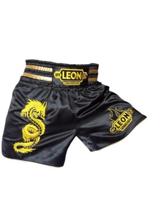 Unisex Siyah Leon Dragon Muay Thai Ve Kick Boks Şortu