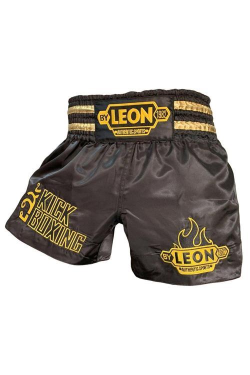Leon Kick Boxing Nakışlı Kick Boks Şortu Siyah