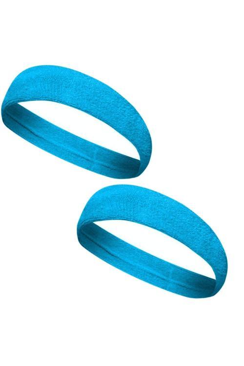 2 Adet Sporcu Havlu Kafa Bandı Alın Ter Bandı Headband Turkuaz