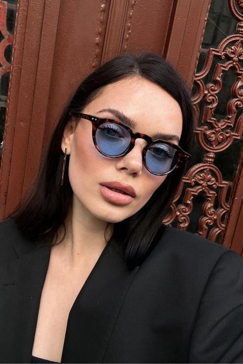 Leon Oval Limited Edition Güneş Gözlüğü Mavi Cam Unisex Model Erkek Kadın