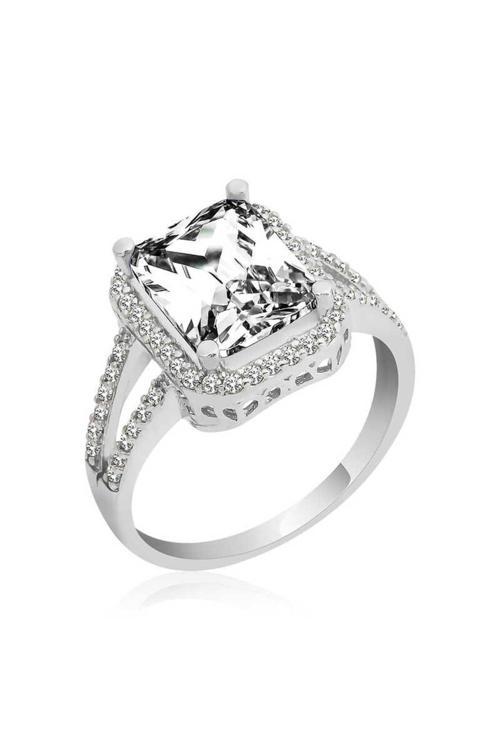 Gümüş Baget Kare Yüzük 925 Ayar