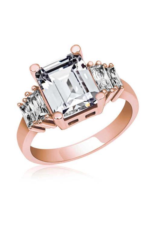 Gümüş Rose Baget Taşlı   Yüzük