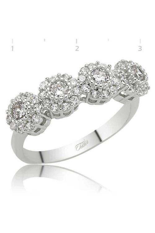 Gümüş Çiçekli 5 Taş Yüzük