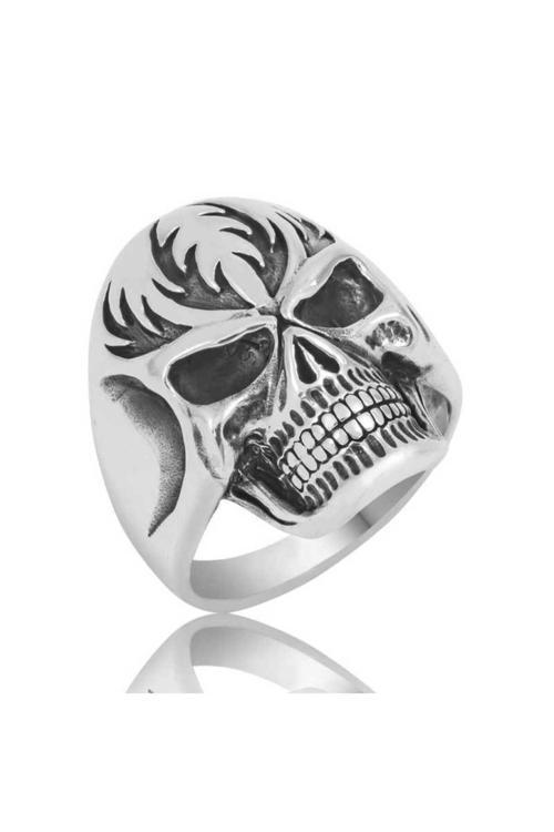 Gümüş Kuru Kafa Erkek Yüzük