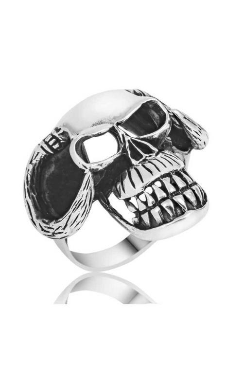 Gümüş Kuru Kafa Erkek Yüzük