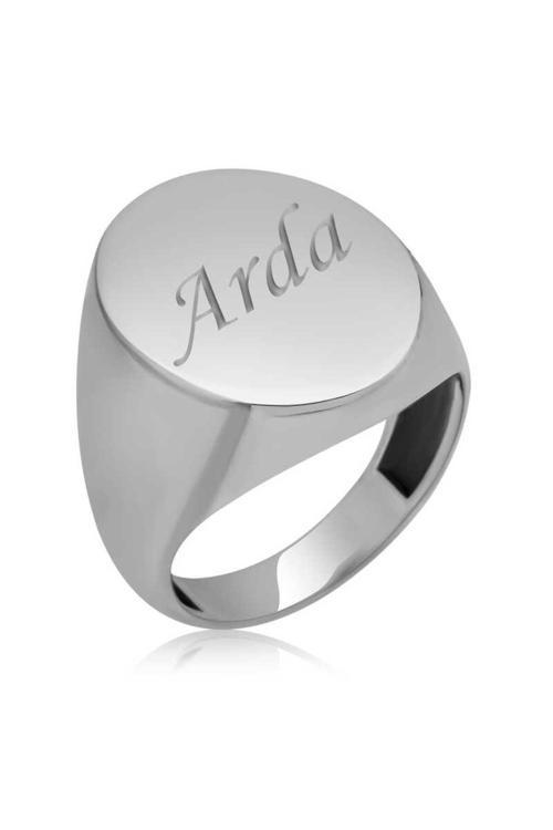 925 Ayar Gümüş Kişiye Özel Oval Erkek Yüzük