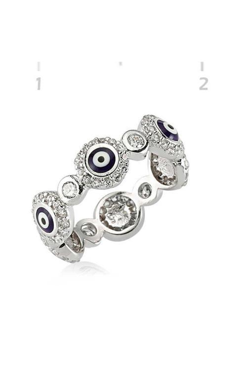 Gümüş Nazarlı Tamtur Bayan Yüzük