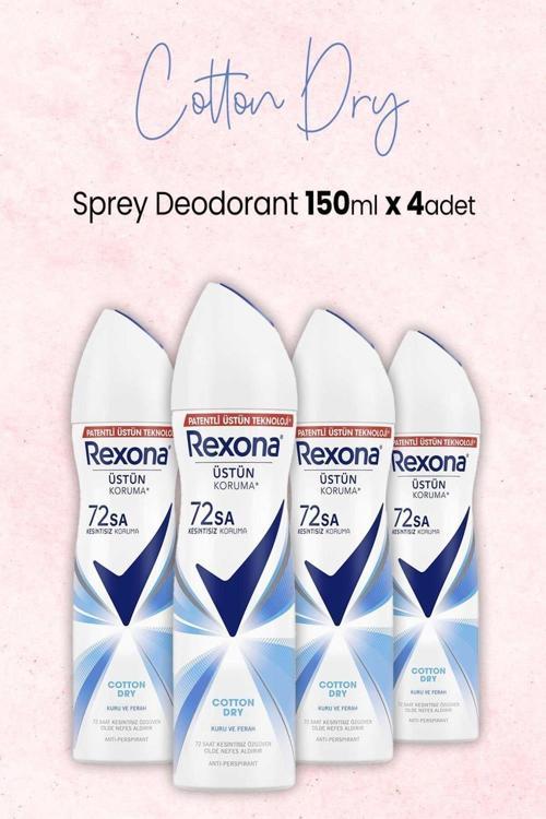 Kadın Sprey Deodorant Cotton Dry 150 ml x 4 Adet
