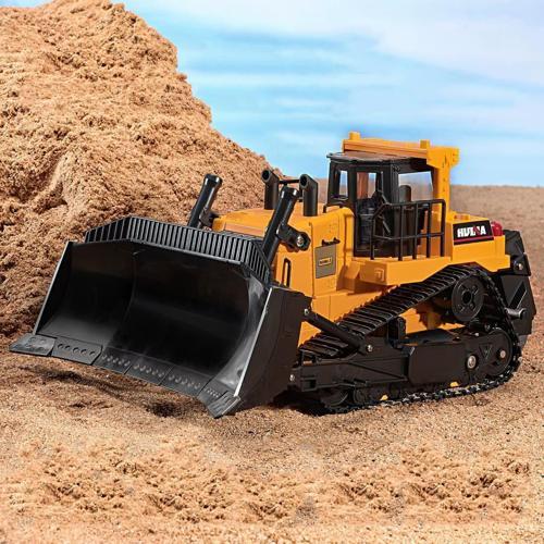 HUINA 1554 1/16 11CH RC Model Caterpillar Buldozer Paletli Metal Kepçe Kazıcı Uzaktan Kumandalı İş Makinesi