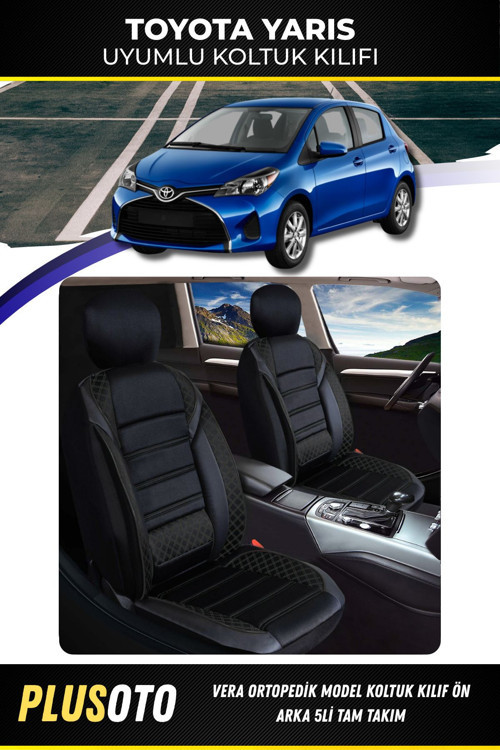 Toyota Yaris Uyumlu Vera Serisi Siyah Oto Koltuk Kılıfı 5Li Takım Set M-1033