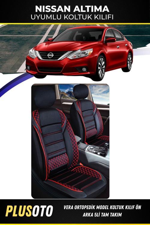 Nissan Altimauyumlu Vera Serisi Siyah Kırmızı Oto Koltuk Kılıfı 5Li Takım Set M-533