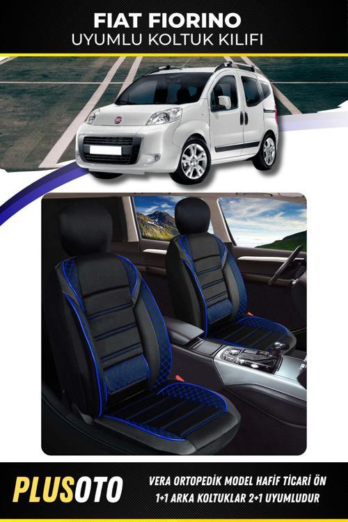 Fiat Fiorino (2+1) Ticari Uyumlu Vera Serisi Siyah Mavi Oto Koltuk Kılıfı 5Li Takım Set M-210