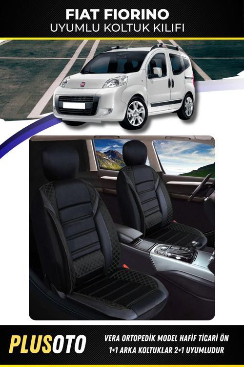 Fiat Fiorino (2+1) Ticari Uyumlu Vera Serisi Siyah Oto Koltuk Kılıfı 5Li Takım Set M-211