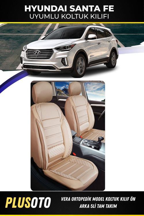 Hyundai Santa Fe Uyumlu Vera Serisi Bej Oto Koltuk Kılıfı 5Li Takım Set M-428