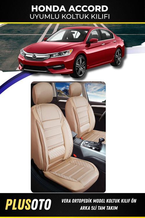 Honda Accord Uyumlu Vera Serisi Bej Oto Koltuk Kılıfı 5Li Takım Set M-332