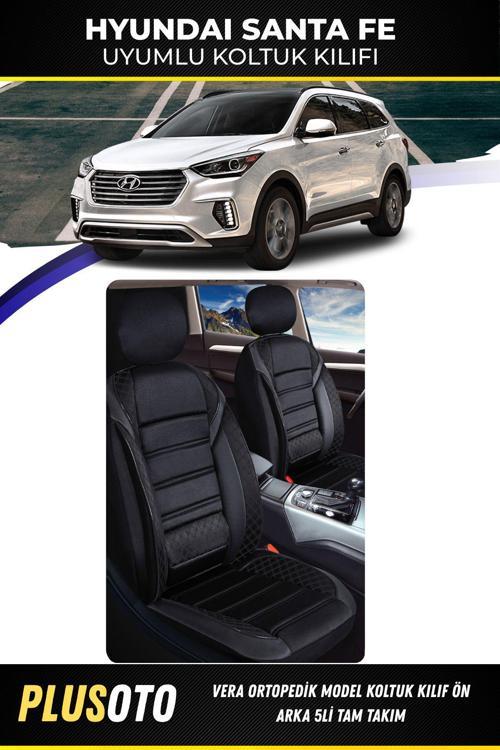 Hyundai Santa Fe Uyumlu Vera Serisi Siyah Oto Koltuk Kılıfı 5Li Takım Set M-433