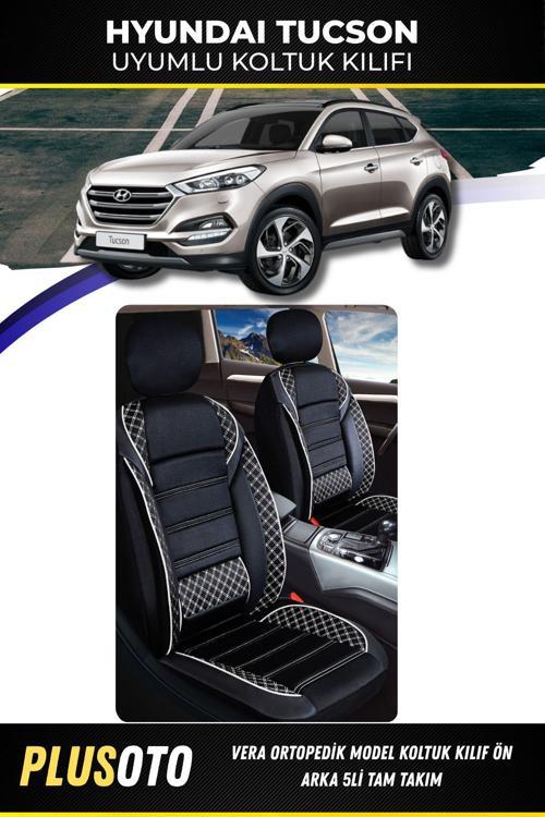 Hyundai Tucson Uyumlu Vera Serisi Siyah Beyaz Oto Koltuk Kılıfı 5Li Takım Set M-436