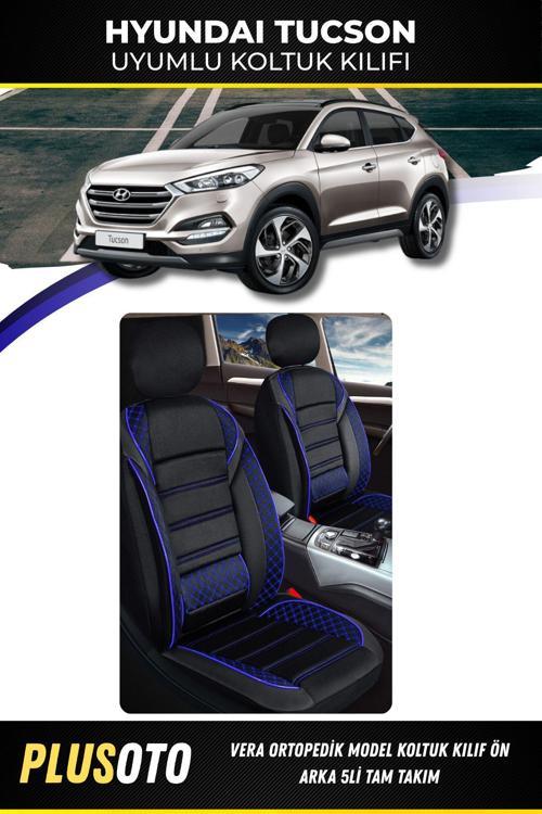 Hyundai Tucson Uyumlu Vera Serisi Siyah Mavi Oto Koltuk Kılıfı 5Li Takım Set M-438
