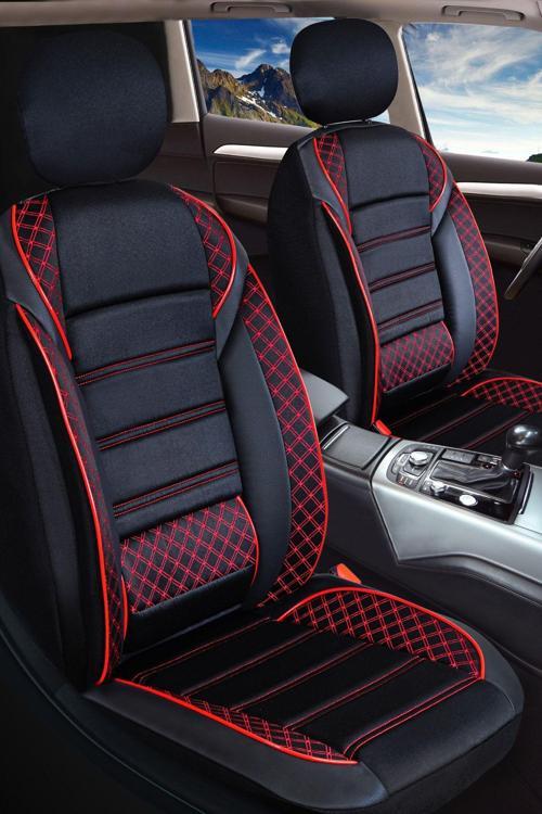 Fiat Fiorino Uyumlu Vera Serisi Siyah Kırmızı Oto Koltuk Kılıfı 5'Li Takım Set