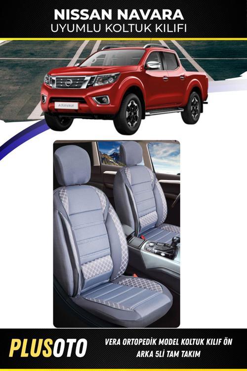 Nissan Navara Uyumlu Vera Serisi Füme Oto Koltuk Kılıfı 5Li Takım Set M-549