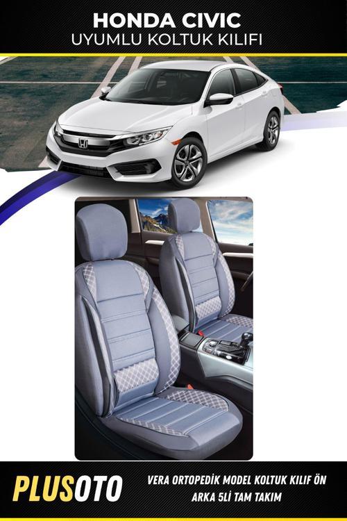 Honda Civicuyumlu Vera Serisi Füme Oto Koltuk Kılıfı 5Li Takım Set M-339