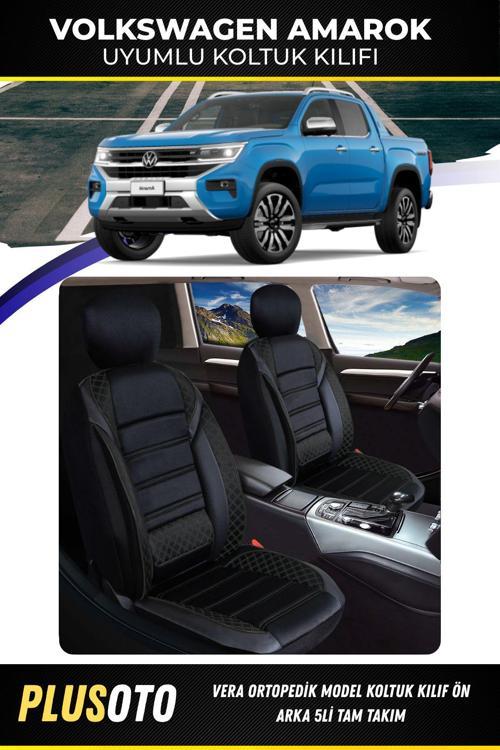 Volkswagen Amarok Uyumlu Vera Serisi Siyah Oto Koltuk Kılıfı 5Li Takım Set M-1045