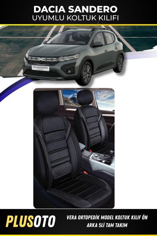 Dacia Sandero Uyumlu Vera Serisi Siyah Oto Koltuk Kılıfı 5Li Takım Set M-133