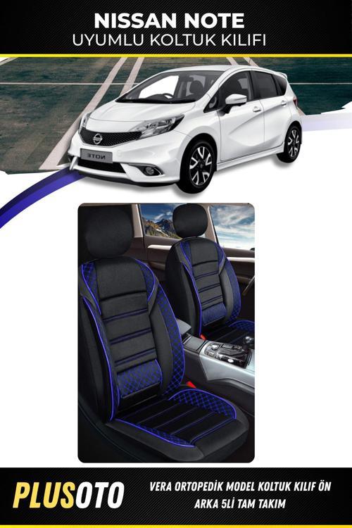 Nissan Note Uyumlu Vera Serisi Siyah Mavi Oto Koltuk Kılıfı 5Li Takım Set M-558