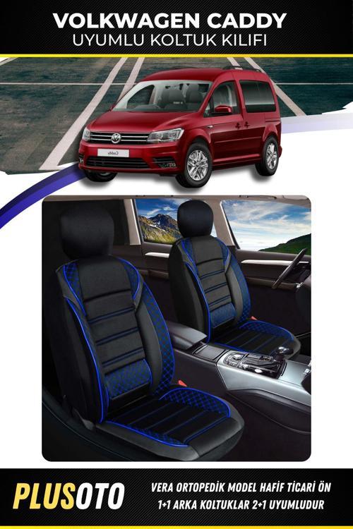 Volkswagen Caddy Uyumlu Vera Serisi Siyah Mavi Oto Koltuk Kılıfı 5Li Takım Set M-1062
