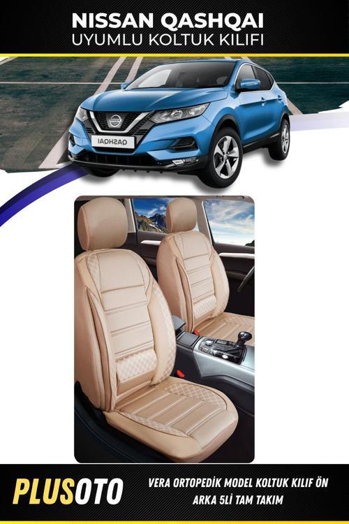 Nissan Qashqai Uyumlu Vera Serisi Bej Oto Koltuk Kılıfı 5Li Takım Set M-578