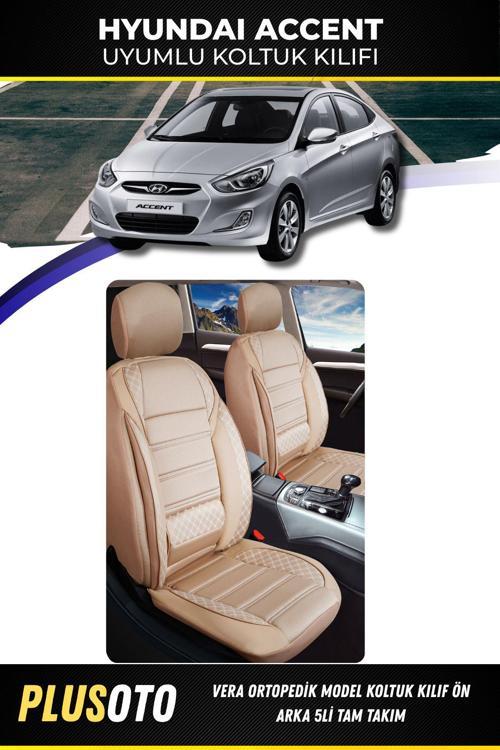 Hyundai Accent Uyumlu Vera Serisi Bej Oto Koltuk Kılıfı 5Li Takım Set M-350