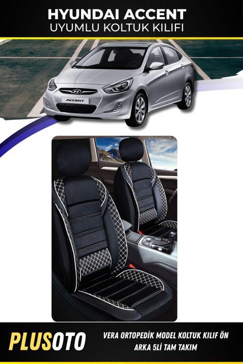 Hyundai Accent Uyumlu Vera Serisi Siyah Beyaz Oto Koltuk Kılıfı 5Li Takım Set M-352