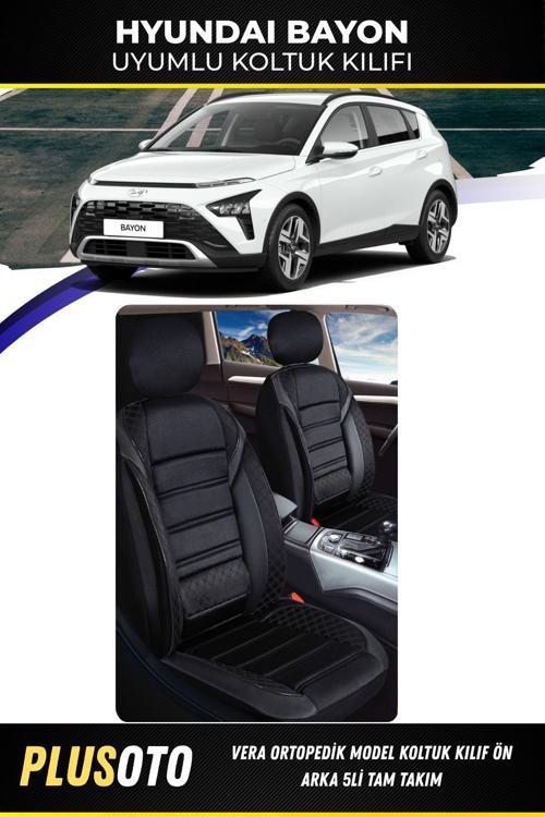 Hyundai Bayon Uyumlu Vera Serisi Siyah Oto Koltuk Kılıfı 5Li Takım Set M-361